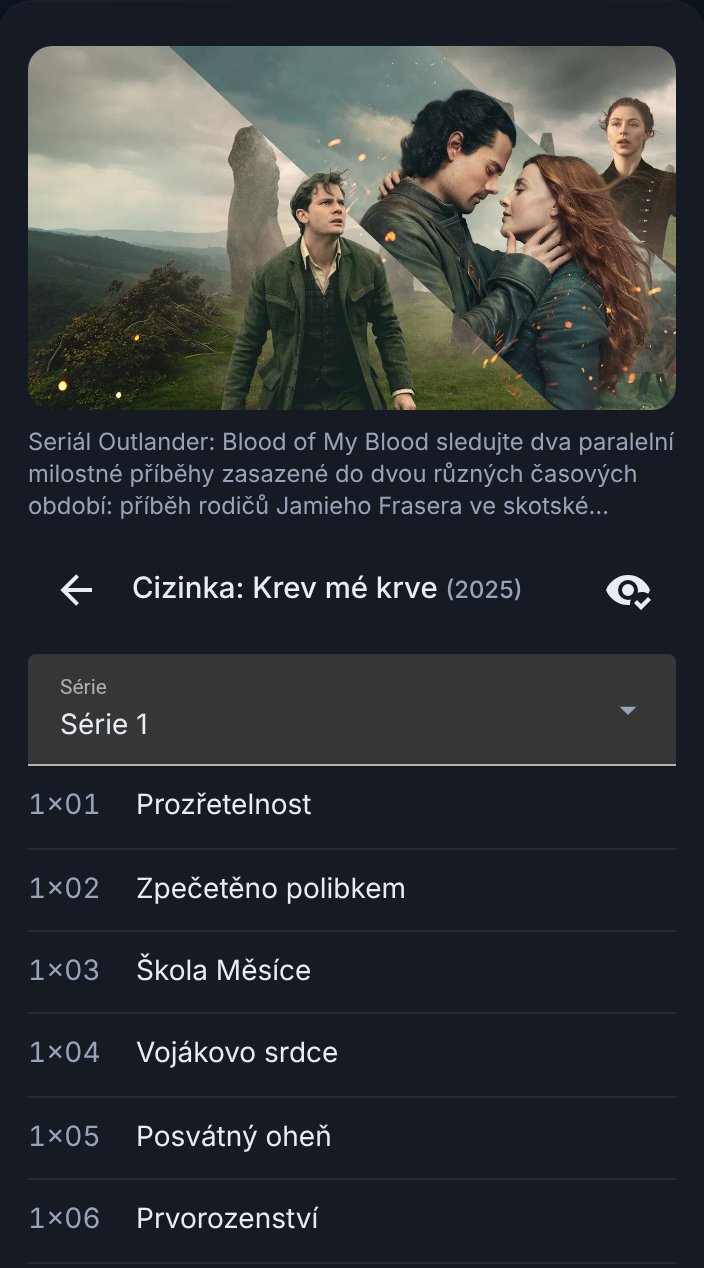 Detail seriálu s výběrem série a dílů