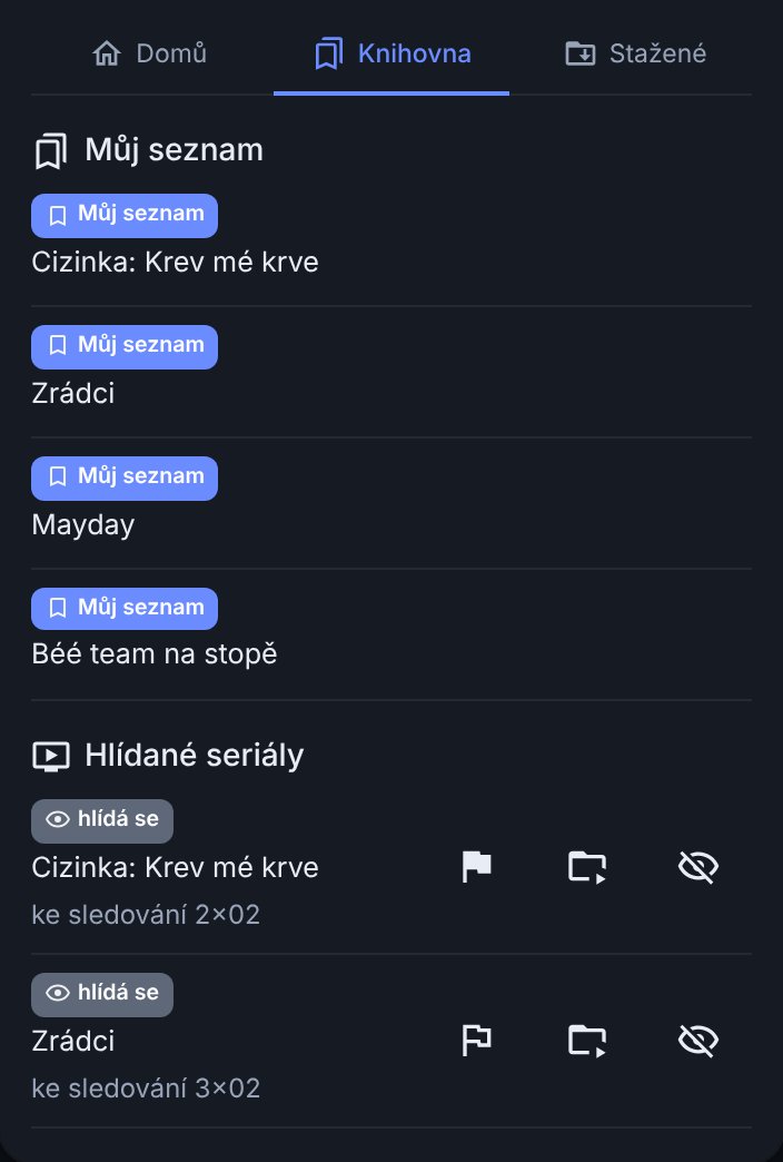 Karta, záložka Knihovna