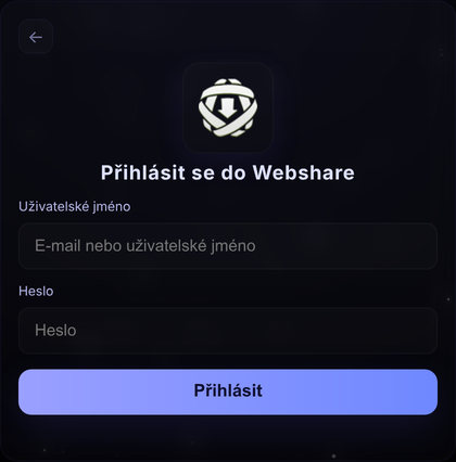 Přihlášení do WebShare v Luně
